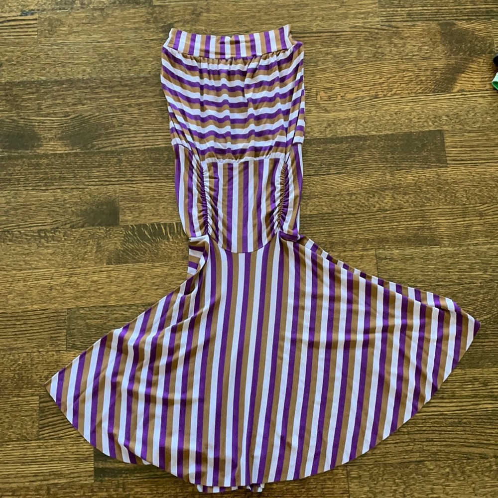 Purple stripped stretch dress